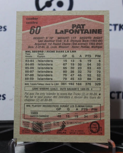 1989-90 O-PEE CHEE PAT LaFONTAINE # 60 NEW YORK ISLANDERS NHL HOCKEY CARD