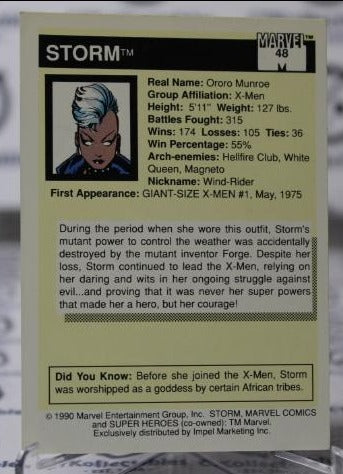 STORM # 48 X-MEN MARVEL NM SUPER HEROES NON-SPORT TRADING CARD IMPEL 1990