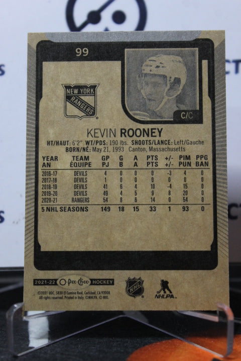 2021-22 O-PEE-CHEE KEVIN ROONEY # 99 NEW YORK RANGERS NHL HOCKEY CARD