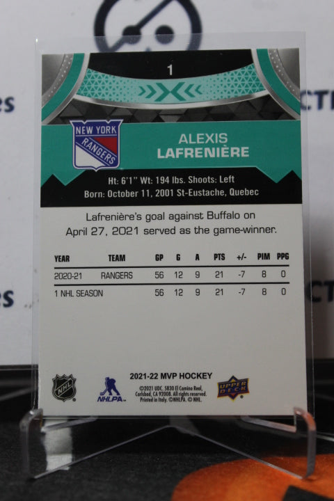 2021-22 UPPER DECK ALEXIS LAFRENIERE # 1 ROOKIE NEW YORK RANGERS NHL HOCKEY CARD