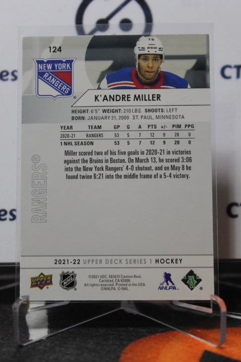 2021-22 UPPER DECK K'ANDRE MILLER # 124 NEW YORK RANGERS NHL HOCKEY CARD