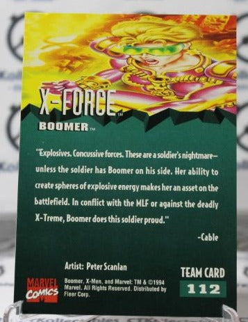 BOOMER # 112 X-FORCE '95 FLEER ULTRA MARVEL NM SUPER HEROES NON-SPORT TRADING CARD 1994