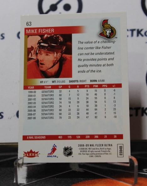 2008-09 FLEER ULTRA MIKE FISHER # 63 OTTAWA SENATORS NHL HOCKEY CARD