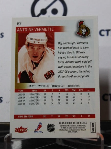 2008-09 FLEER ULTRA ANTOINE VERMETTE # 62 OTTAWA SENATORS NHL HOCKEY CARD