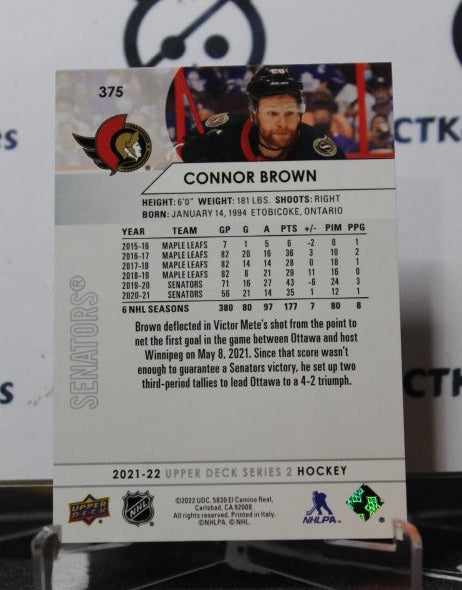 2021-22 UPPER DECK CONNOR BROWN # 375 OTTAWA SENATORS HOCKEY CARD