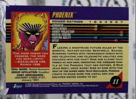 PHOENIX # 11 X-MEN MARVEL NM SUPER HEROES NON-SPORT TRADING CARD IMPEL 1992