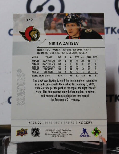 2021-22 UPPER DECK NIKITA ZAITSEV # 379 OTTAWA SENATORS HOCKEY CARD