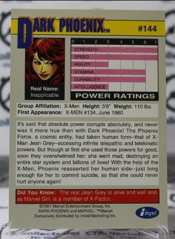 DARK PHOENIX # 144 X-MEN MARVEL NM SUPER HEROES NON-SPORT TRADING CARD IMPEL 1991
