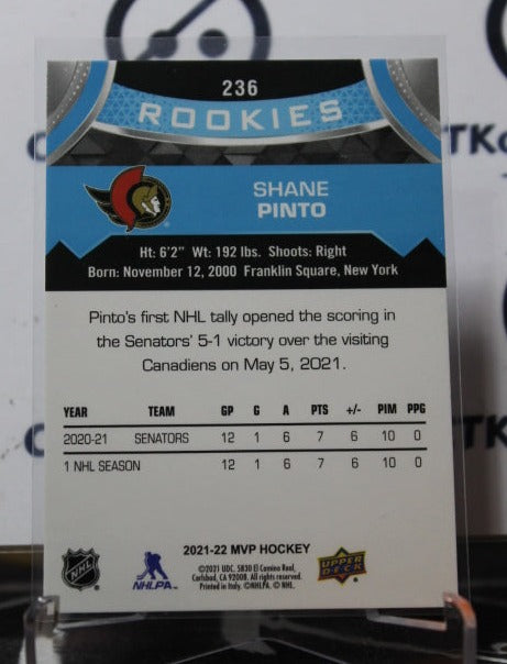 2021-22 UPPER DECK MVP SHANE PINTO # 236 ROOKIE OTTAWA SENATORS HOCKEY CARD