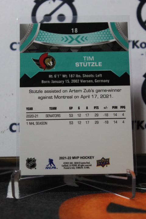 2021-22 UPPER DECK MVP TIM STUTZLE # 18 ROOKIE OTTAWA SENATORS HOCKEY CARD