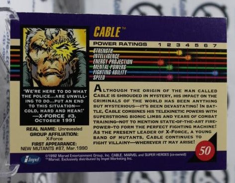 CABLE # 50 X-MEN MARVEL NM SUPER HEROES NON-SPORT TRADING CARD IMPEL 1992
