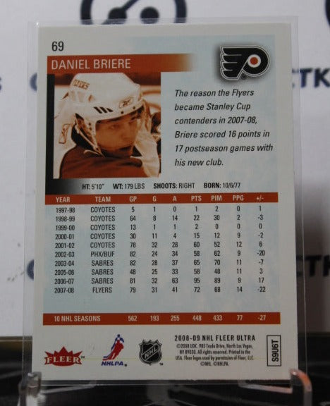 2008-09 FLEER ULTRA DANIEL BRIERE # 69 PHILADELPHIA FLYERS NHL HOCKEY CARD