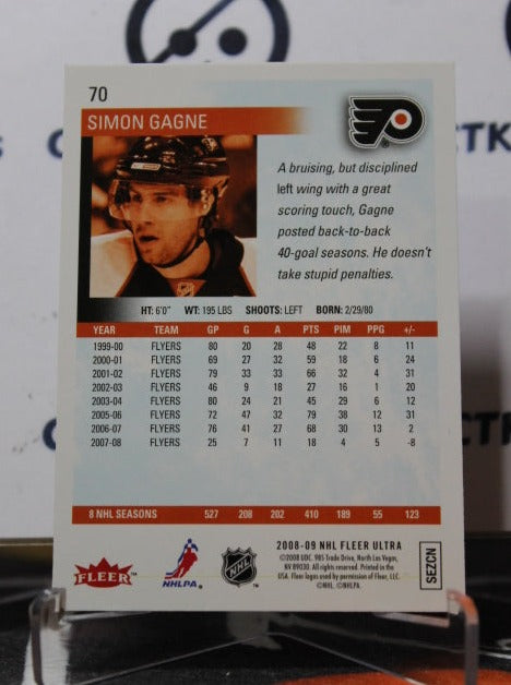 2008-09 FLEER ULTRA SIMON GAGNE # 70 PHILADELPHIA FLYERS NHL HOCKEY CARD