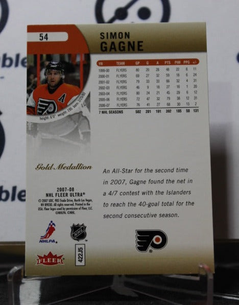 2007-08 FLEER ULTRA SIMON GAGNE # 54 PHILADELPHIA FLYERS NHL HOCKEY CARD
