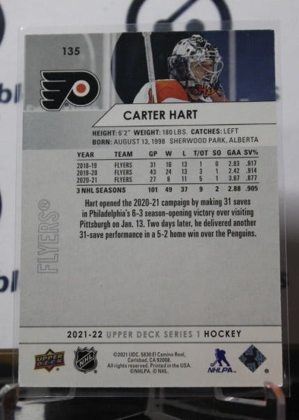 2021-22 UPPER DECK CARTER HART # 135 PHILADELPHIA FLYERS NHL HOCKEY CARD