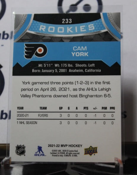 2021-22 UPPER DECK MVP CAM YORK # 233 ROOKIE PHILADELPHIA FLYERS NHL HOCKEY CARD