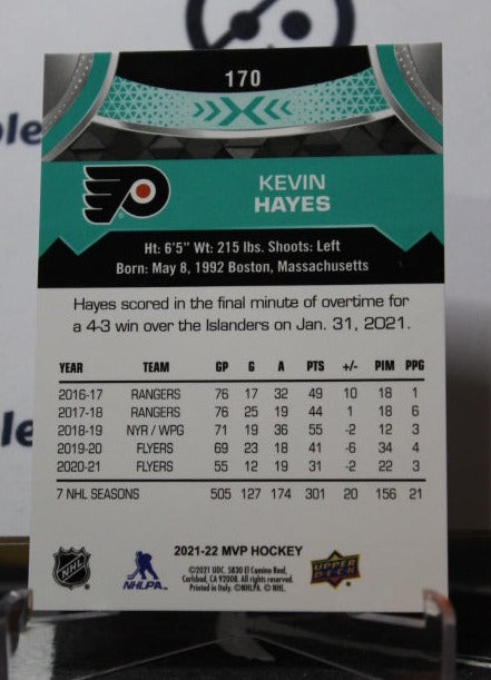 2021-22 UPPER DECK MVP KEVIN HAYES # 170 PHILADELPHIA FLYERS NHL HOCKEY CARD