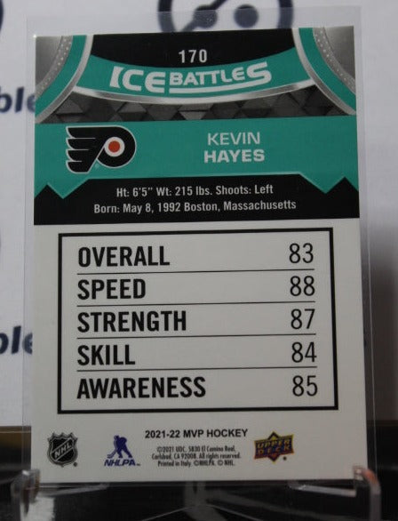 2021-22 UPPER DECK MVP KEVIN HAYES # 170 ICE BATTLES PHILADELPHIA FLYERS NHL HOCKEY CARD
