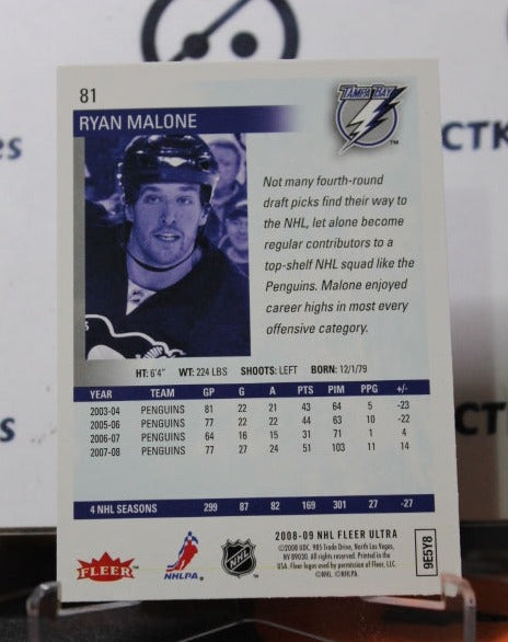 2008-09 FLEER ULTRA RYAN MALONE # 81 PITTSBURGH PENGUINS NHL HOCKEY TRADING CARD