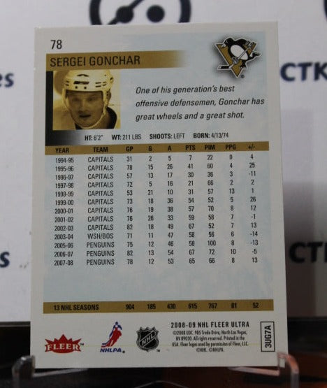 2008-09 FLEER ULTRA SERGEI GONCHAR # 78 PITTSBURGH PENGUINS NHL HOCKEY TRADING CARD