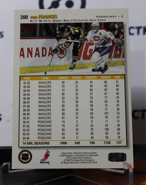 1995-96 UPPER DECK RON FRANCIS # 200 PITTSBURGH PENGUINS NHL HOCKEY TRADING CARD