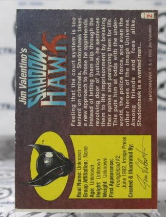 SHADOW HAWK # 2 JIM VALENTINO NON-SPORT IMAGE COMICS/WIZARD MAGAZINE PROMO CARD (FOIL PRISM) 1992