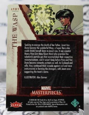 THE WASP # 9 OF 9 MARVEL MASTERPIECES NM SUPER HEROES NON-SPORT TRADING CARD FLEER 2008