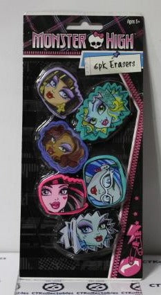 MONSTER HIGH 6 ERASER SET UNOPENED 2013