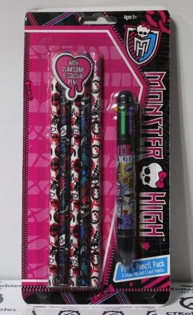 MONSTER HIGH PEN & PENCIL PACK 6 COLOUR PEN & 5 PENCILS NEW UNOPENED
