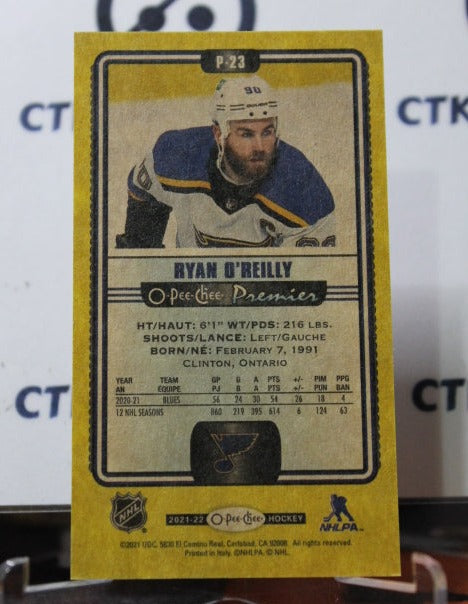 2021-22 O-PEE CHEE PREMIER RYAN O'REILLY # P-23 TALLBOYS ST. LOUIS BLUES NHL HOCKEY CARD