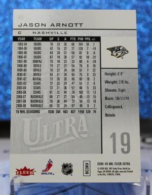 2008-09 FLEER ULTRA JASON ARNOTT # 85 NASHVILLE PREDATORS NHL HOCKEY TRADING CARD