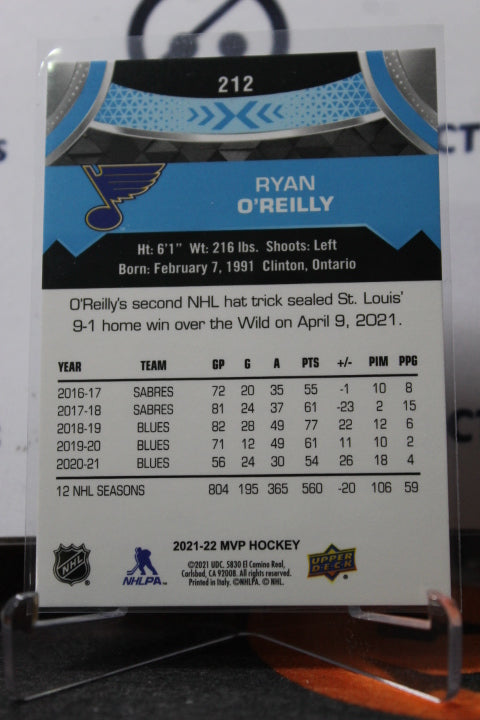 2021-22 UPPER DECK MVP RYAN O'REILLY # 212 ST. LOUIS BLUES HOCKEY CARD