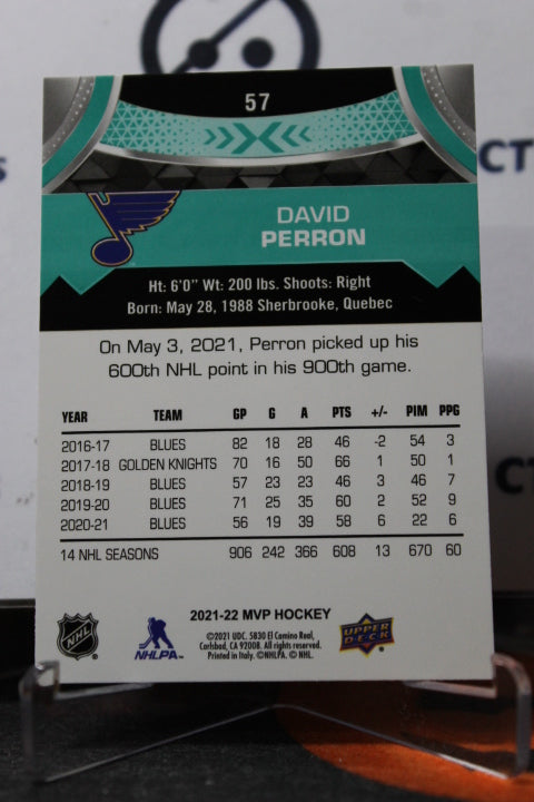 2021-22 UPPER DECK MVP DAVID PERRON # 57 ST. LOUIS BLUES HOCKEY CARD