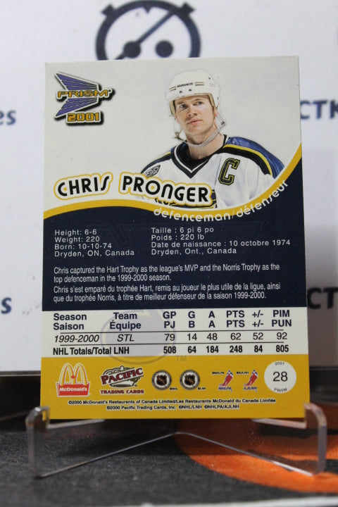 2000-01 PACIFIC CHRIS PRONGER # 28 McDONALD'S ST. LOUIS BLUES HOCKEY CARD