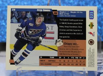 PETER BONDRA # 270 UPPER DECK 1996-97 WASHINGTON CAPITALS NHL HOCKEY TRADING CARD