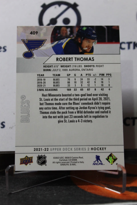 2021-22 UPPER DECK ROBERT THOMAS # 409 ST. LOUIS BLUES HOCKEY CARD