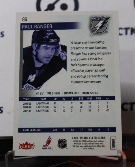 2008-09 FLEER ULTRA PAUL RANGER # 86 TAMPA BAY LIGHTNING NHL HOCKEY CARD