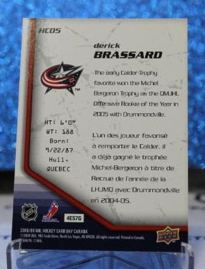 DERICK BRASSARD # HCD5 ROOKIE UPPER DECK 2008-09 COLUMBUS BLUE JACKETS NHL HOCKEY TRADING CARD
