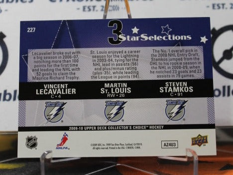2009-10 UPPER DECK VINCENT LECAVALIER MARTIN ST. LOUIS STEVEN STAMKOS # 227 STAR SELECTION TAMPA BAY LIGHTNING HOCKEY CARD
