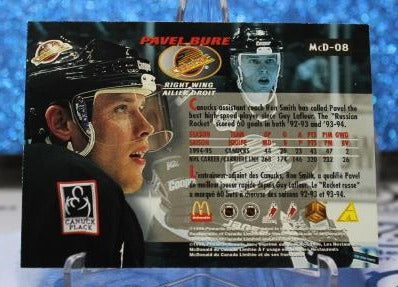 PAVEL BURE # McD-08 PINNACLE McDONALD'S 1994-1995 VANCOUVER CANUCKS NHL HOCKEY TRADING CARD