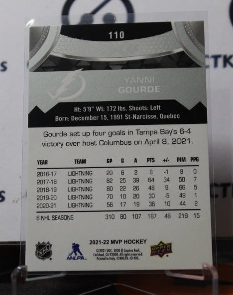 2021-22 UPPER DECK MVP YANNI GOURDE # 110 SILVER SCRIPT TAMPA BAY LIGHTNING HOCKEY CARD