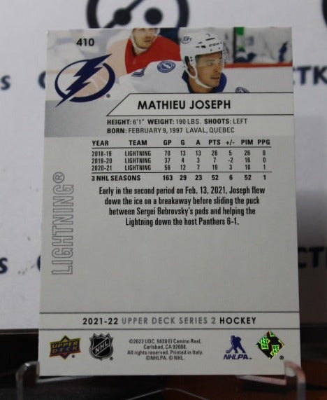 2021-22 UPPER DECK MATHIEU JOSEPH # 410 TAMPA BAY LIGHTNING HOCKEY CARD