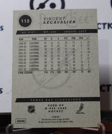 2008-09 O-PEE-CHEE VINCENT LECAVALIER # 115 TAMPA BAY LIGHTNING HOCKEY CARD