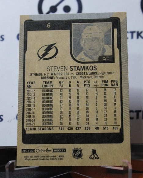 2021-22 O-PEE-CHEE STEVEN STAMKOS # 6 TAMPA BAY LIGHTNING HOCKEY CARD
