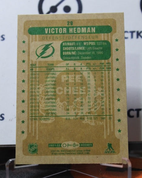 2021-22 O-PEE-CHEE VICTOR HEDMAN # 29 RETRO MARQUEE ROOKIE TAMPA BAY LIGHTNING HOCKEY CARD