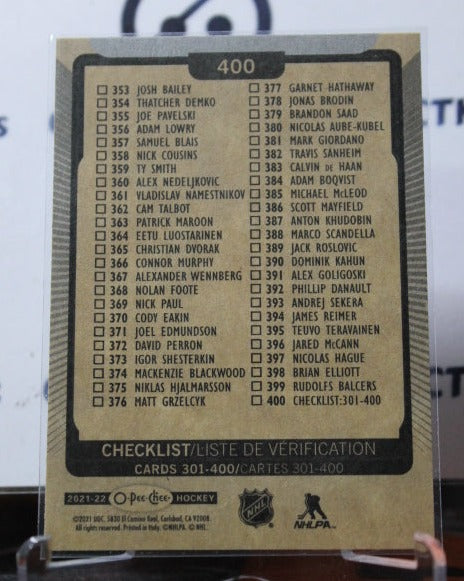2021-22 O-PEE-CHEE TEAM CHECLIST # 400 NHL HOCKEY CARD