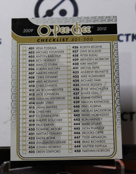 2009-10 O-PEE-CHEE CHECLIST # 500 NHL HOCKEY CARD