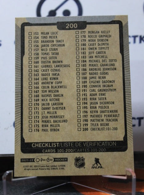 2021-22 O-PEE-CHEE TEAM CHECLIST # 200 NHL HOCKEY CARD