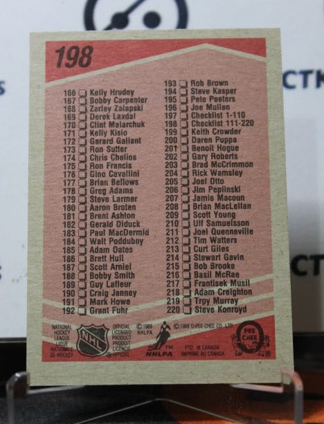 1989-90 O-PEE-CHEE CHECLIST # 198 NHL HOCKEY CARD