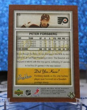 PETER FORSBERG # 65 BEE HIVE UPPER DECK 2005-06 PHILADELPHIA FLYERS NHL HOCKEY TRADING CARD